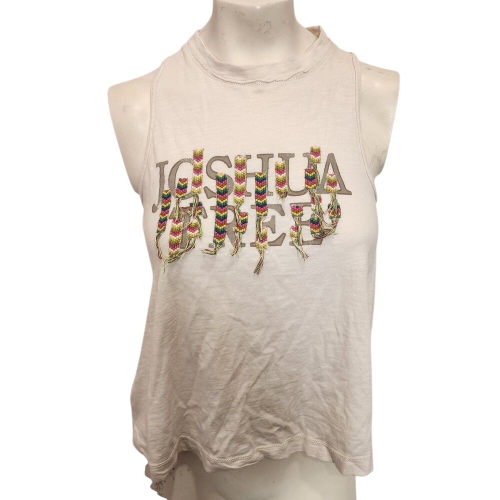 Anthro Pilcro Joshua Tree Fringe Tank XS Boho Embroidered Sleeveless Top